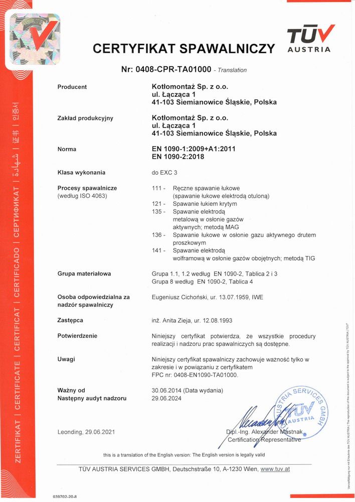 .  Certyfikat Spawalniczy PL