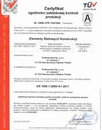 .   Certyfikat zgodności zakładowej kontroli produkcji PL