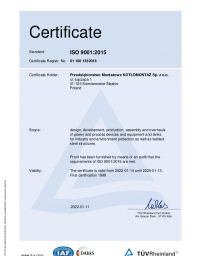 Certyfikat ISO 9001 EN